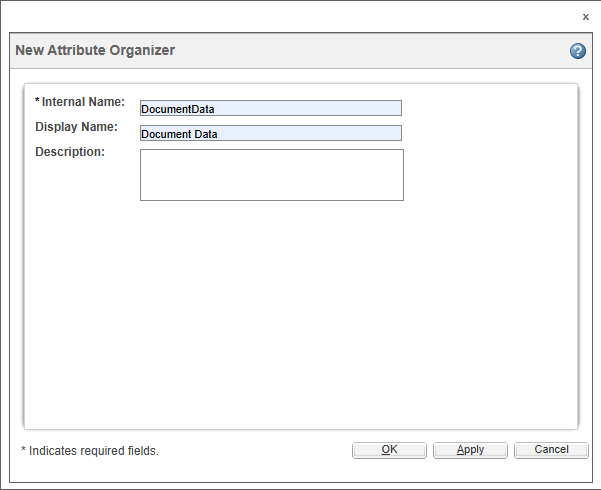 New Attribute Organizer Dialog