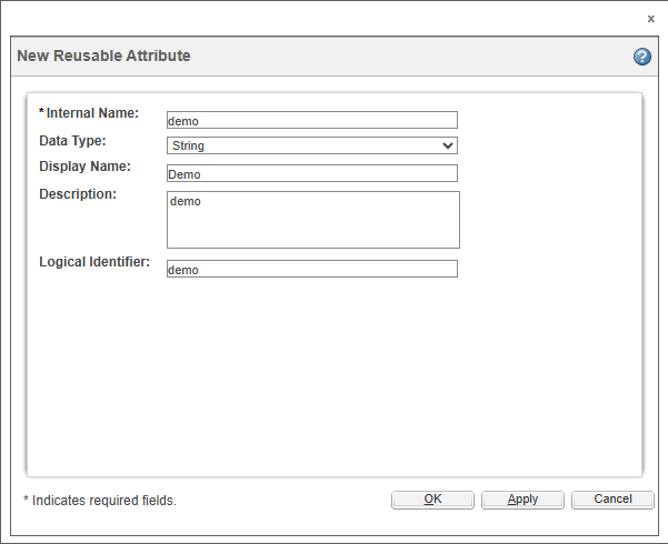 New Reusable Attribute Dialog